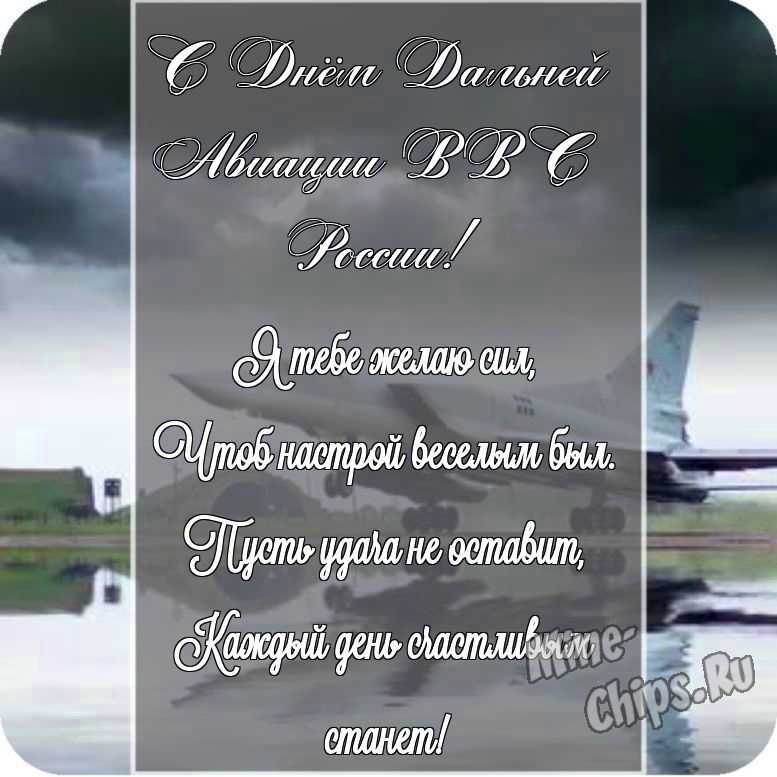 Открытка в честь дня дальней авиации ВВС России на прикольном фоне 