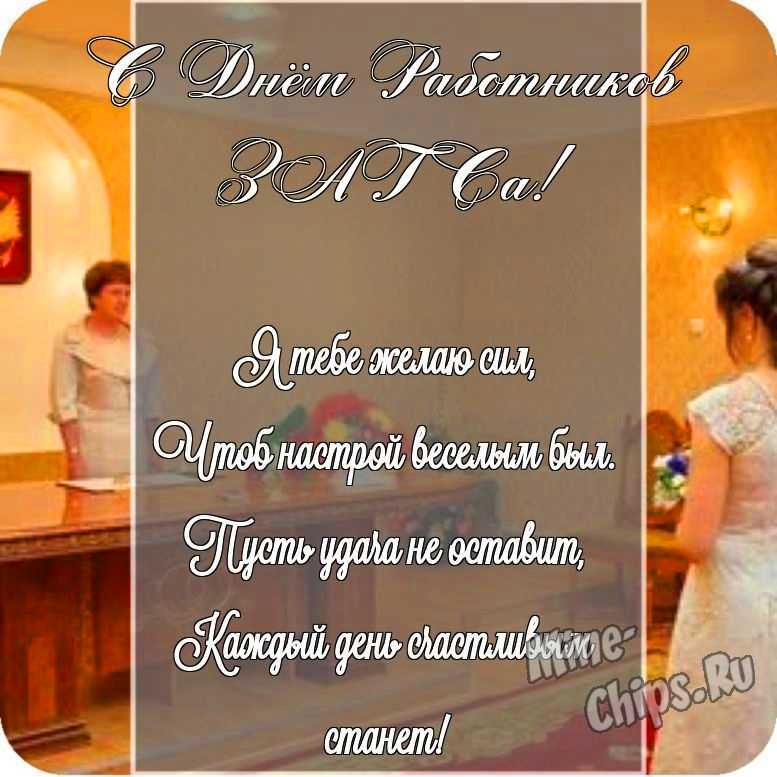 Открытка в честь дня работников органов ЗАГСа на прикольном фоне 