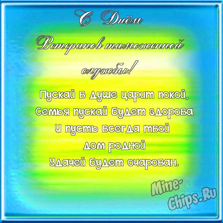 Поздравляем с днем ветеранов таможенной службы, открытка со своими словами