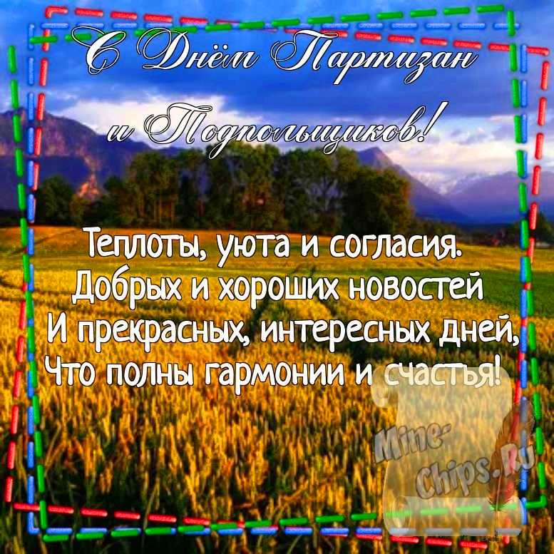 Картинка для поздравления с днем партизан и подпольщиков, стихи