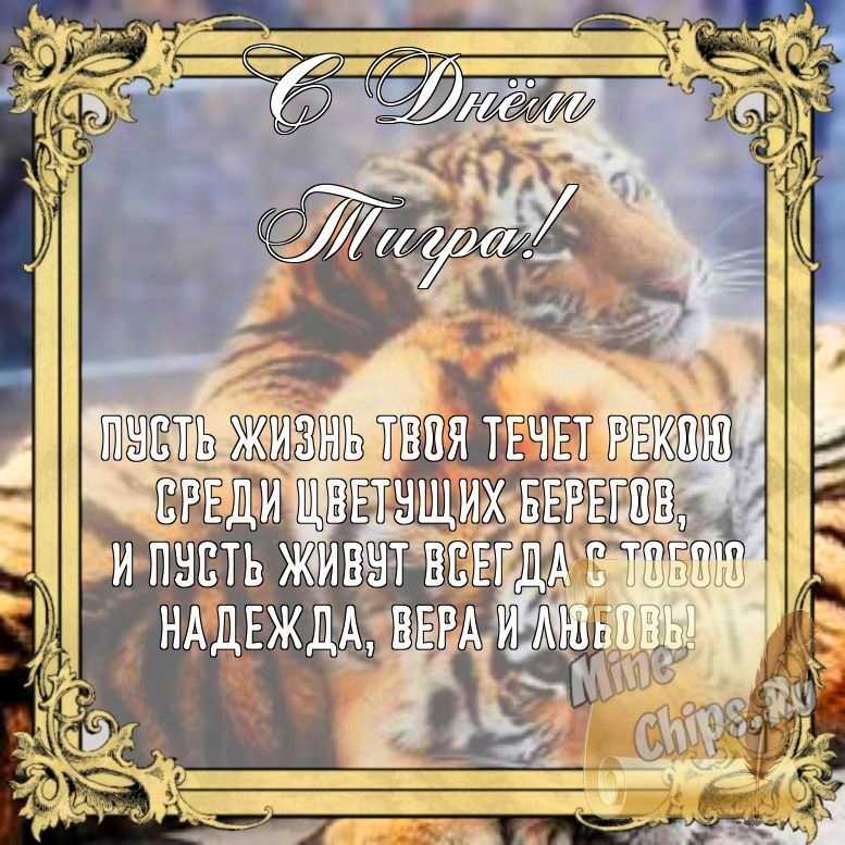 Бесплатно сохранить открытку на день тигра, стихи