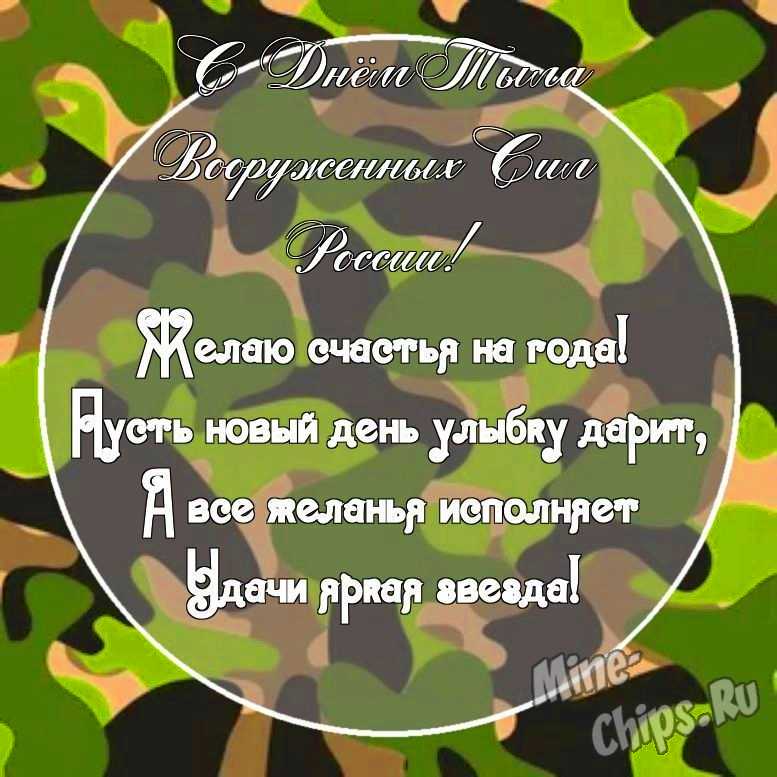 Картинка с прикольными поздравительными словами в честь дня тыла вооруженных сил России 