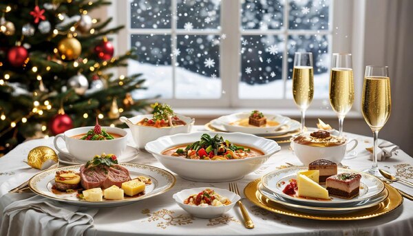 Новогодние блюда на столе