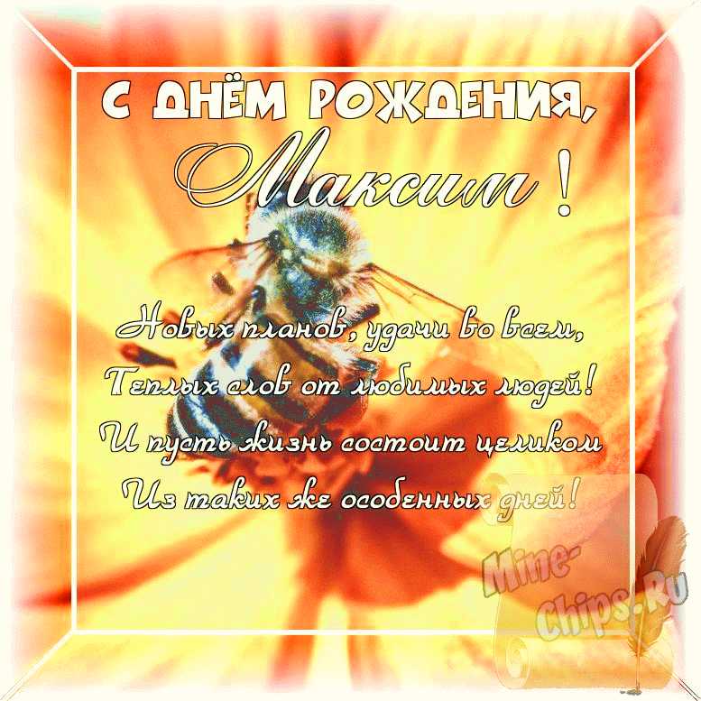 Оригинальное изображение Максиму, стихи к его дню рождения в цветочной рамке