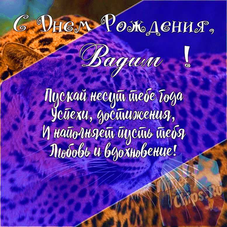 Подарить открытку с днём рождения мужчине Вадиму онлайн